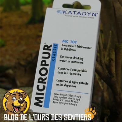 pastilles de conserrvation eau potable Micropur Katadyn ions argent